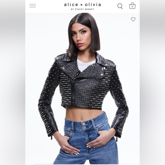 Alice + Olivia Black Studded Women's Jacket leather XS NWT NEW